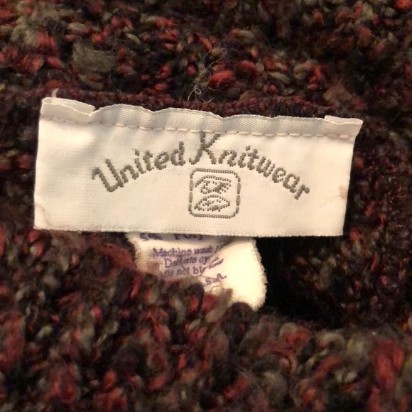 Synthetic blend turtleneck sweater. Size L, purple, green magenta. - Picture 1 of 4